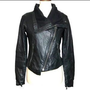 Doma Black Asymmetrical Leather Jacket for Women